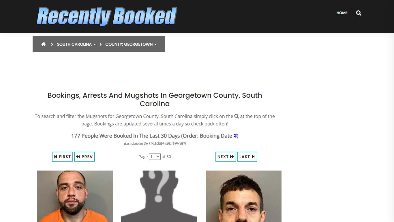 Bookings, Arrests and Mugshots in Georgetown County, South Carolina