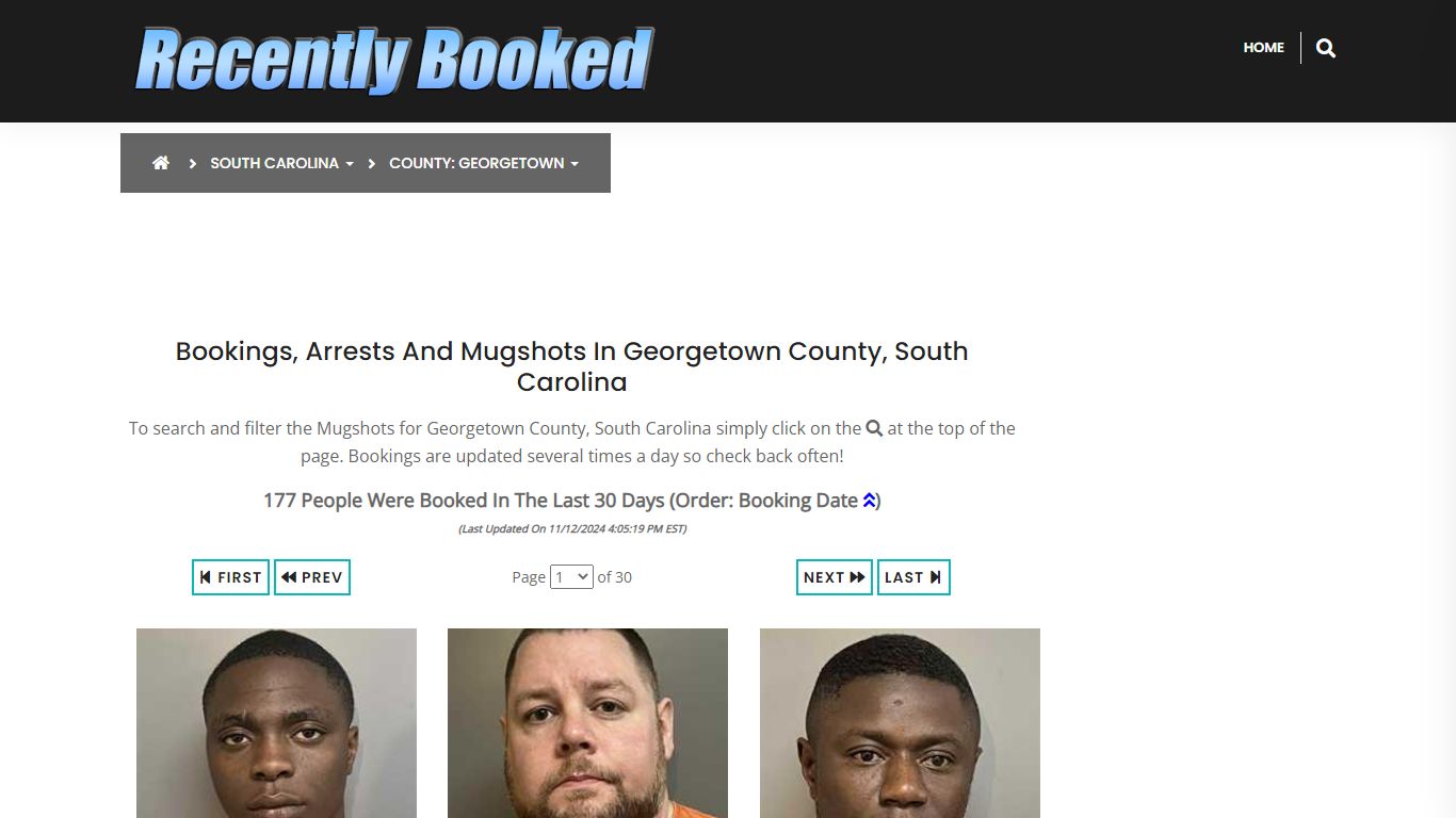 Bookings, Arrests and Mugshots in Georgetown County, South Carolina