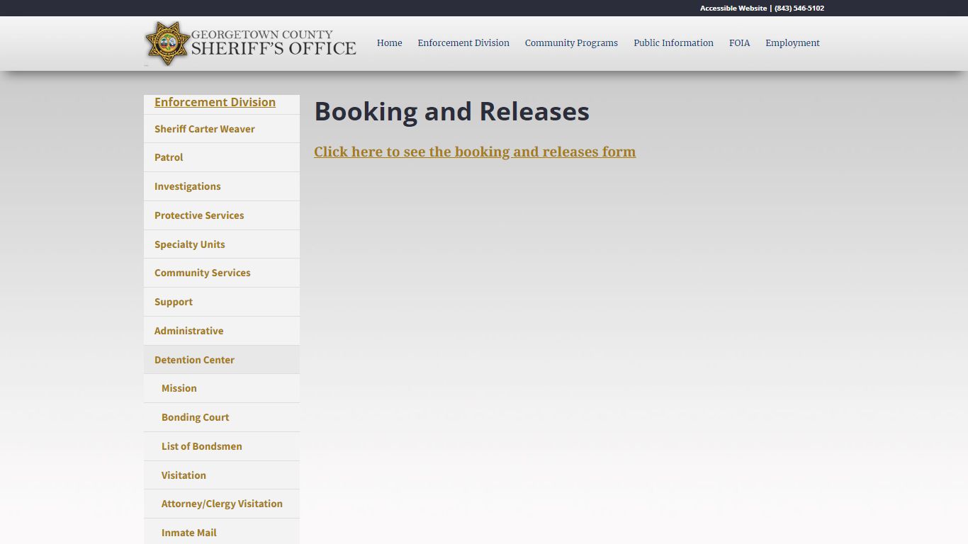 Booking and Releases - GCSheriff.org