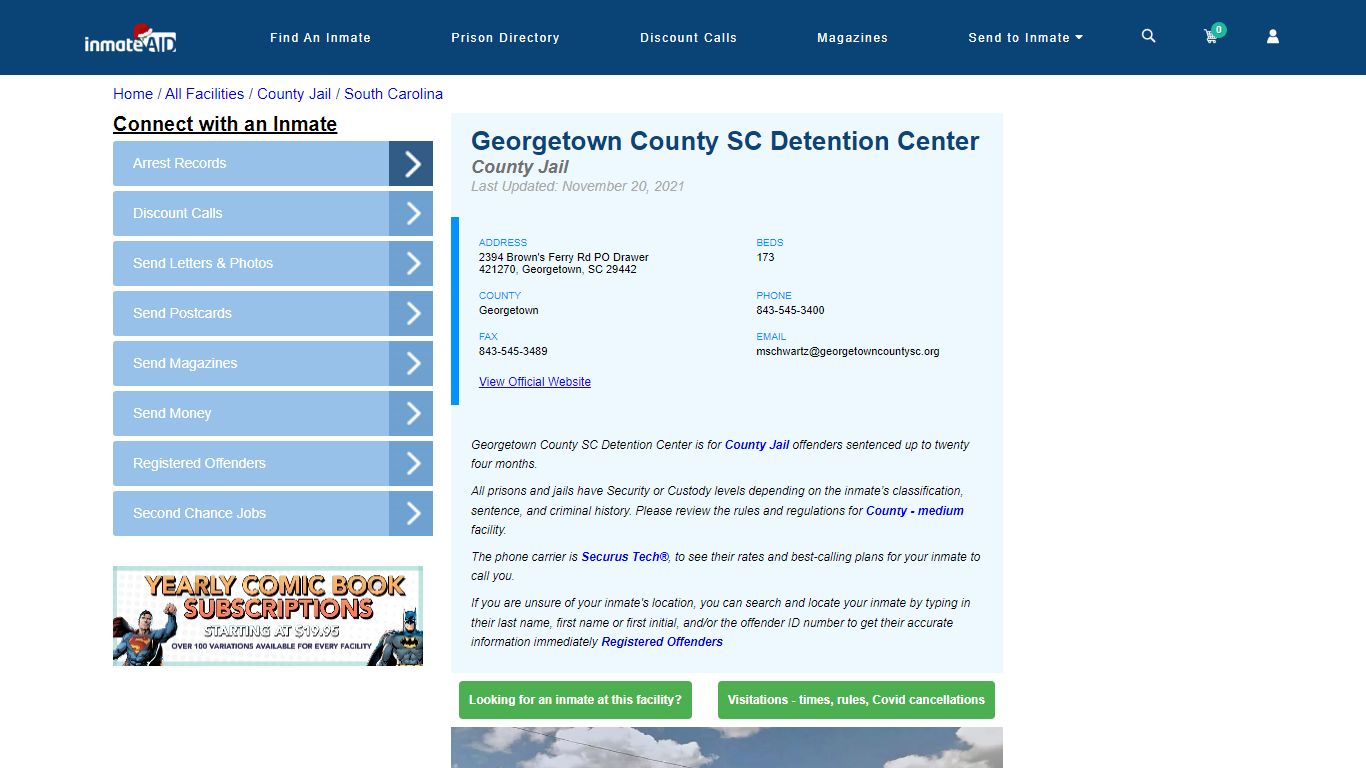 Georgetown County SC Detention Center - Inmate Locator - Georgetown, SC